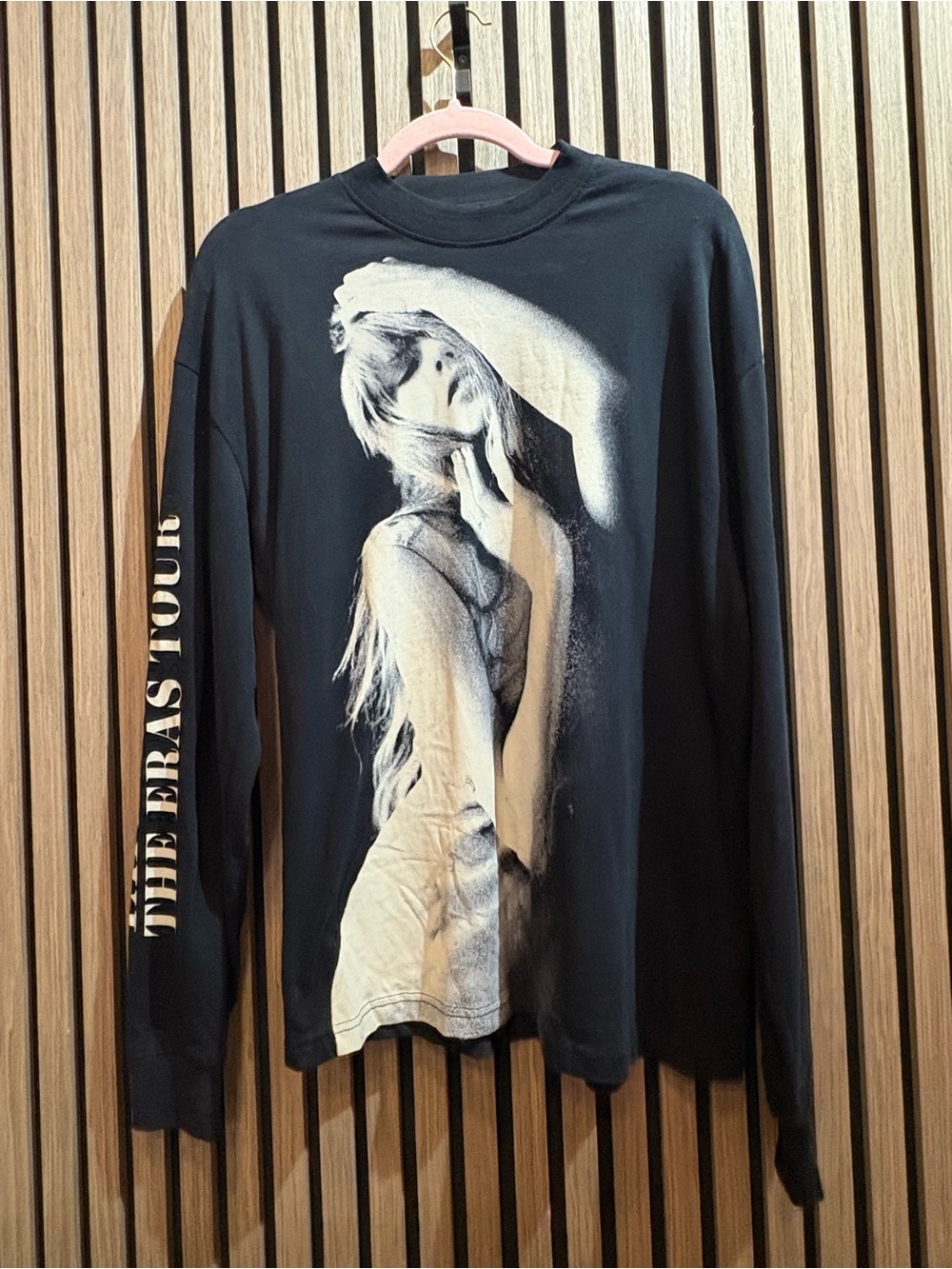 Taylor Swift Black Long-Sleeve Tee with Beige Photo Graphic